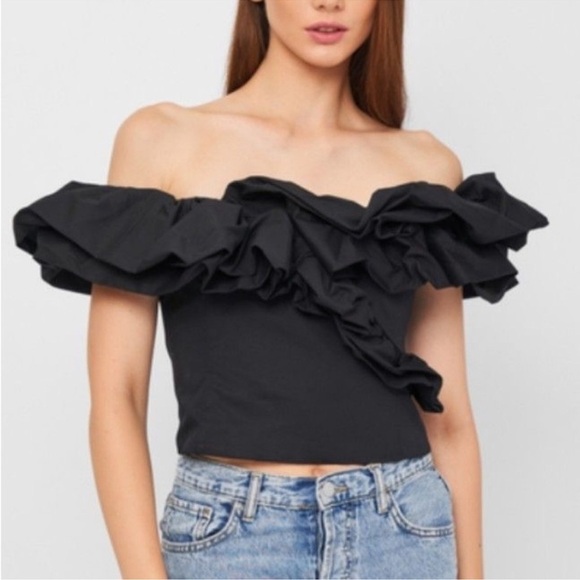 Zara Women Voluminous Poplin Top Black Cotton side zipper - Picture 3 of 15